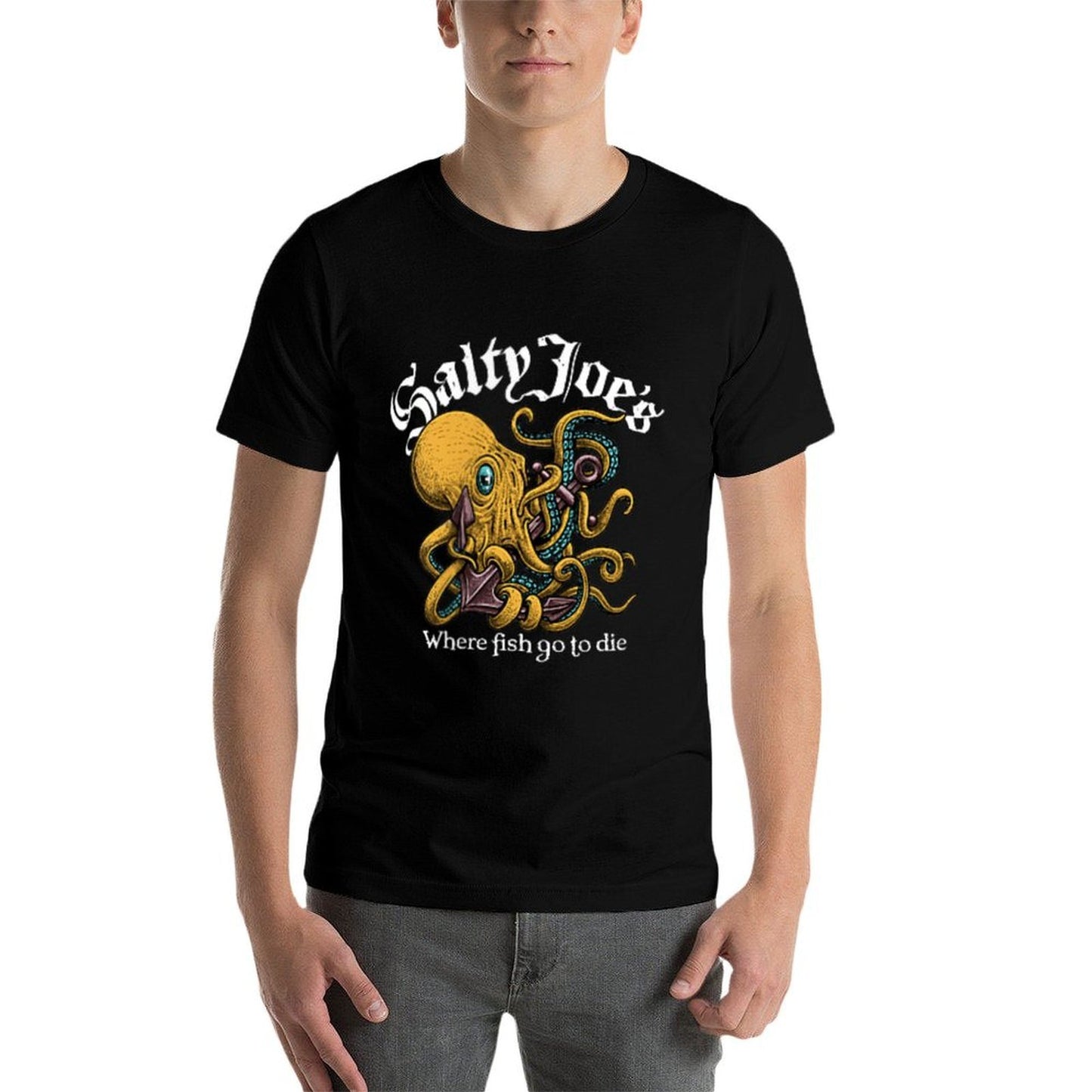 Salty Joes Raging Octopus Logo Graphic  Eco-friendly Material T-Shirt