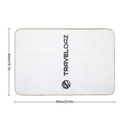 Vertical Version of TravelOAZ Monochromatic Pantone Normal Size Full Logo  Rapid-Drying Bath Mat