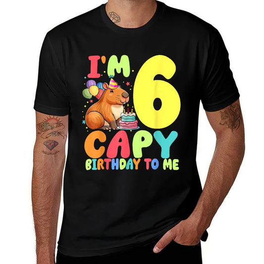 I'm 6 Year Old Capy Birthday To Me 6th Birthday Capybara  Summer-ready Fabric T-Shirt