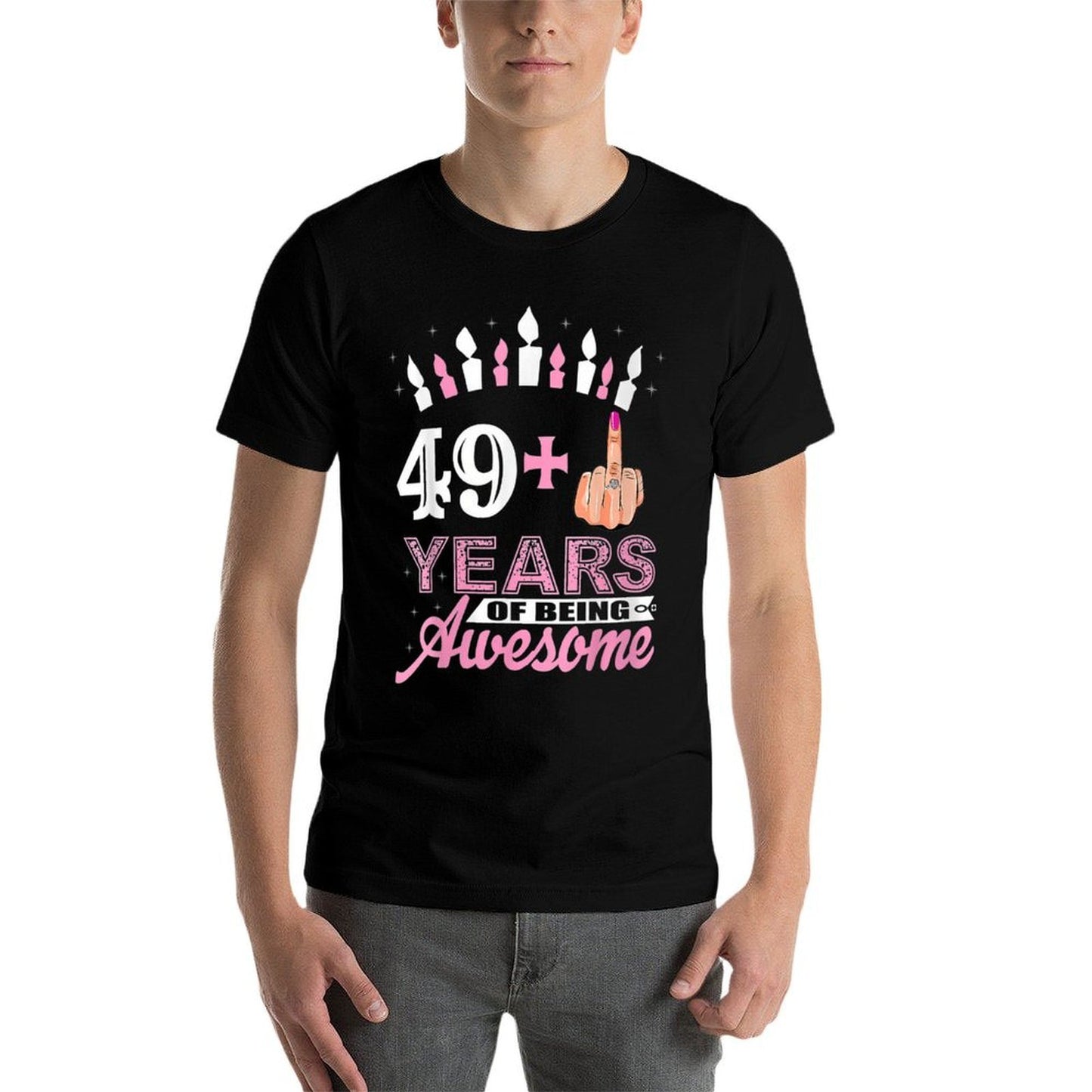 Womens 50Th I Am 49 Plus Middle Finger Christmas  Trendy Pattern T-Shirt
