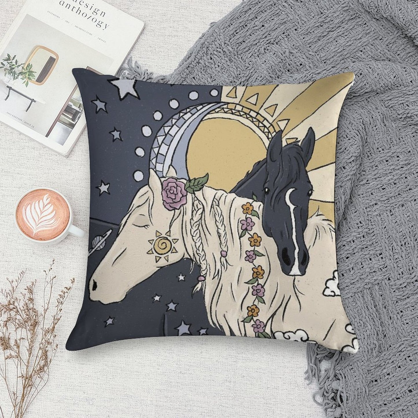 The Sun And Moon Soft Washable Throw Pillow