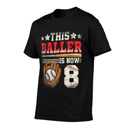 8th Birthdays For Boys Baseball Eight Year Old  Heathered Texture T-Shirt