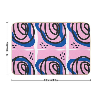 Abstract Pop Art Style Funky Hippie Scribble Durable Bath Mat