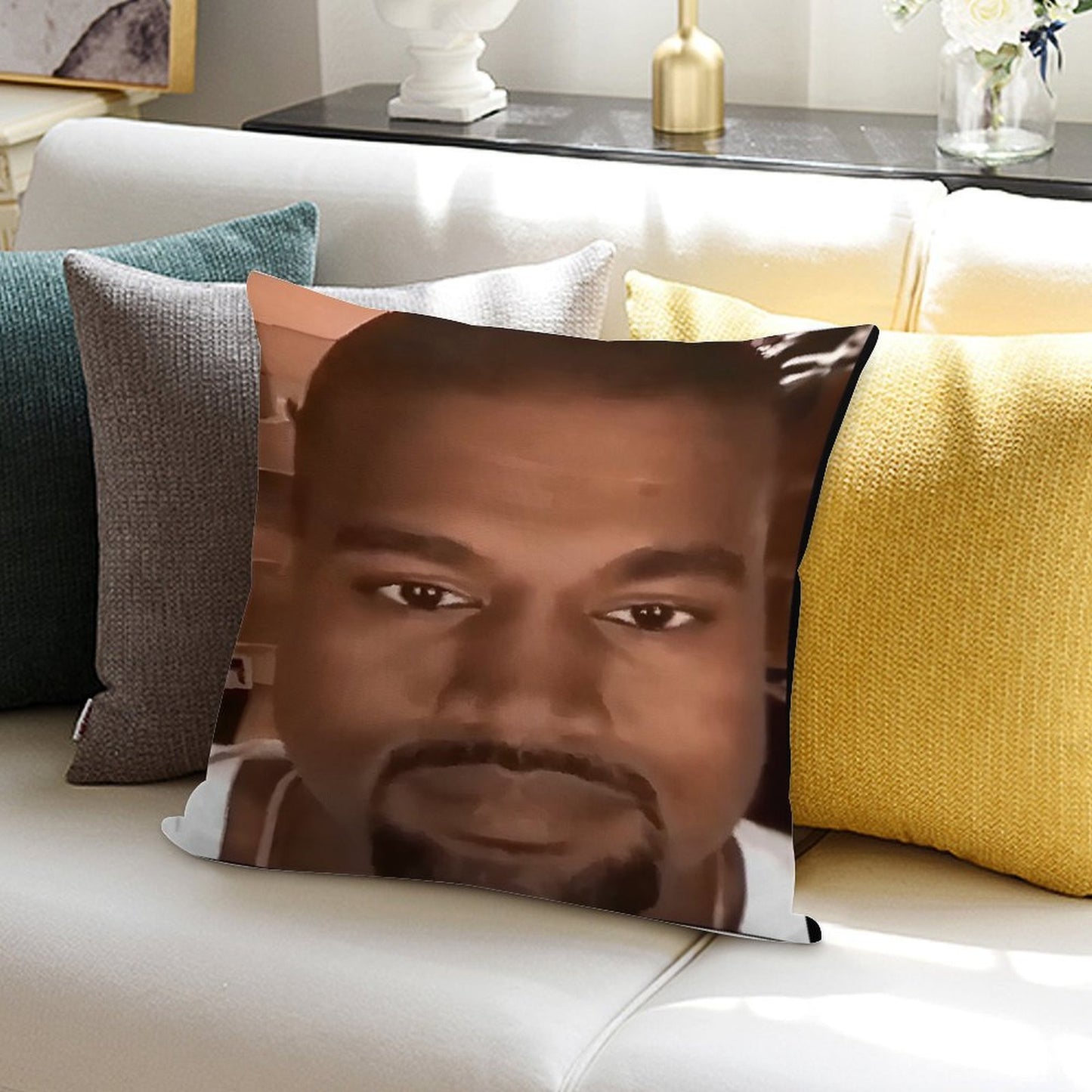 Kanye West Stretched Meme  TikTok Meme  Ye Soft Style Accent Throw Pillow