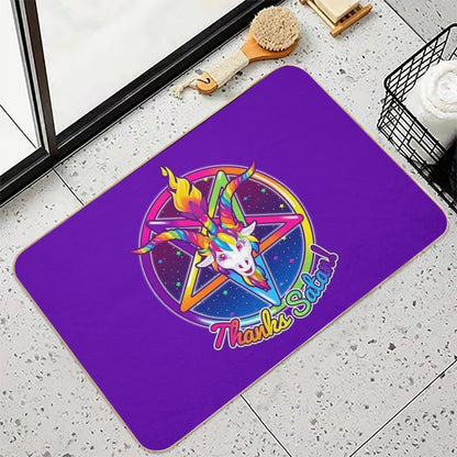 1997 Neon Rainbow Thanks Satan Baphomet Pentagram Sigil  Non-Slip Bath Mat