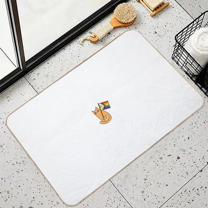 LGBTQIA+ Pride Flag Ginger Cat Sticker  Pet-Safe Bath Mat