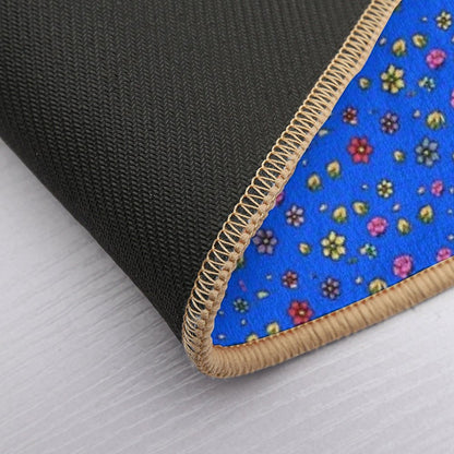 Hand-painted Floral Digital Art Print - BLUE Durable Bath Mat