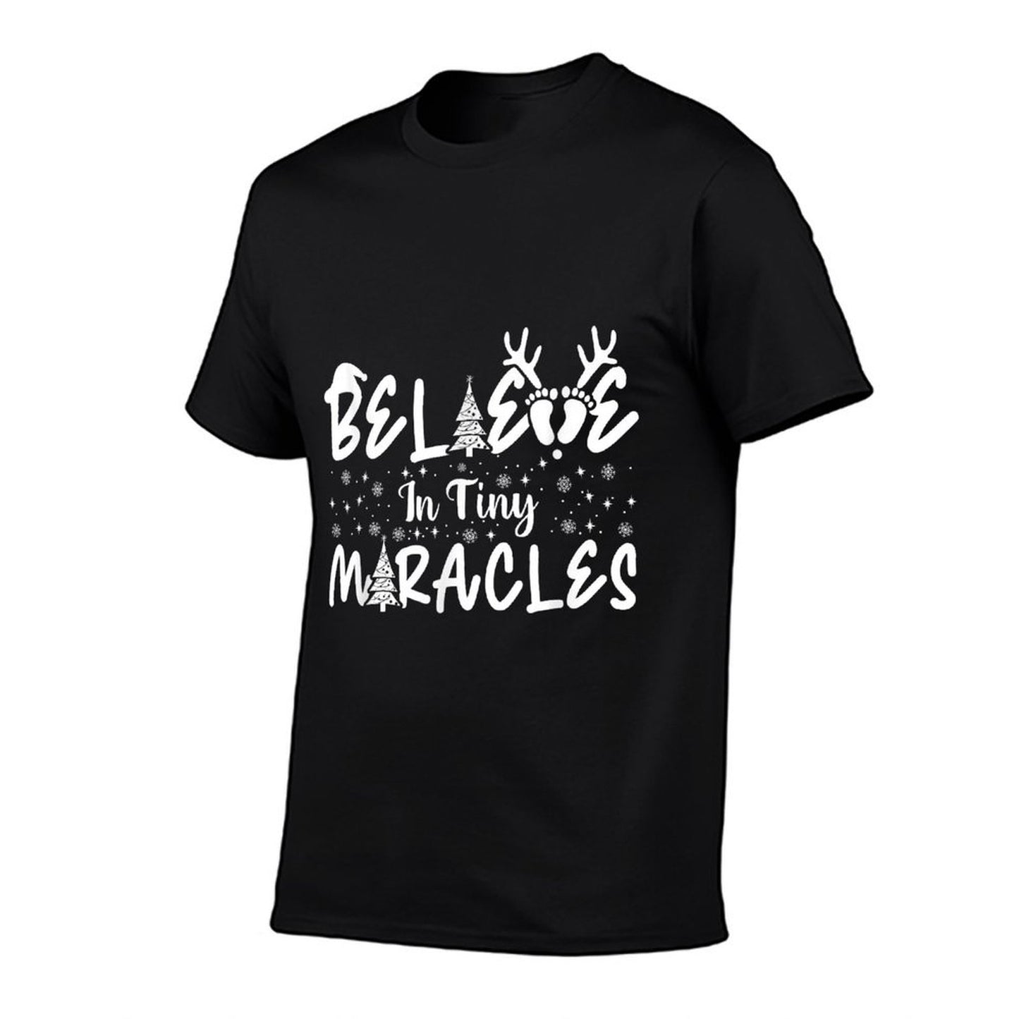 Believe In Tiny Miracles Christmas Pregnancy Xmas New Baby  Polyester Blend T-Shirt