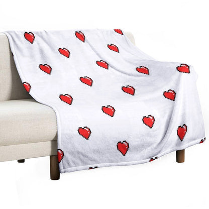 Red Pixel Heart Anti-pilling Throw Blanket