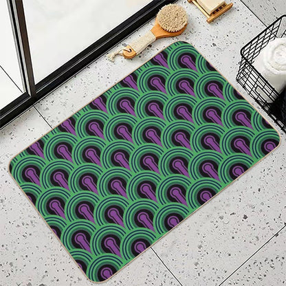 Geometric Pattern Keyhole Arch Deedree Daniel Green  Long-Lasting Bath Mat
