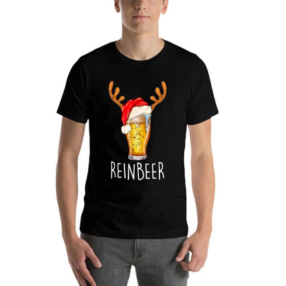 Winedeer Reinbeer Santa Hat Reindeer Couple Xmas Matching  Tagless Design T-Shirt