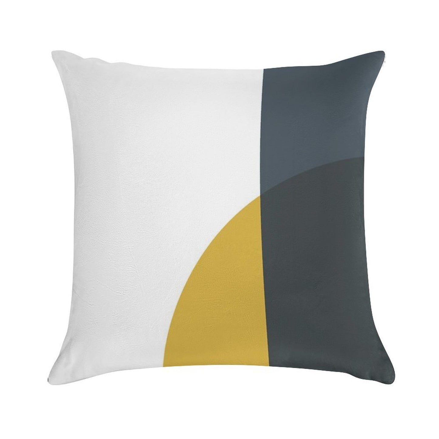Abstract Geometric Minimalist 2 Navy Blue, Light Mustard Yellow, And White Soft Easy Maintenance Throw Pillow