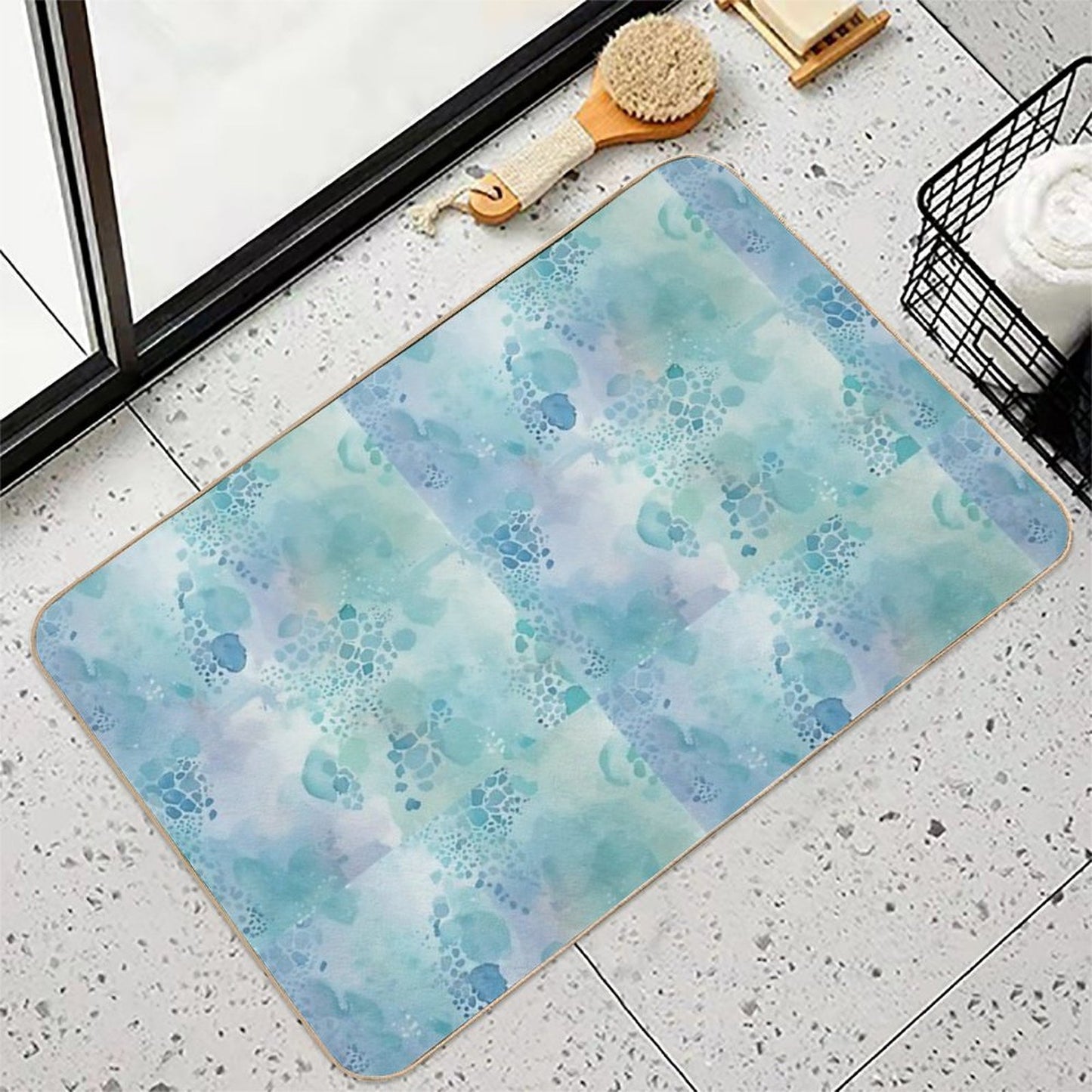 Ocean Abstract Aqua  Rapid-Drying Bath Mat