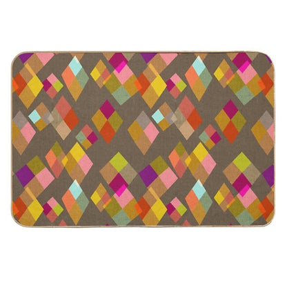 Stained Glass Windows Rainbow Diamonds Kites  Fade-Resistant Bath Mat