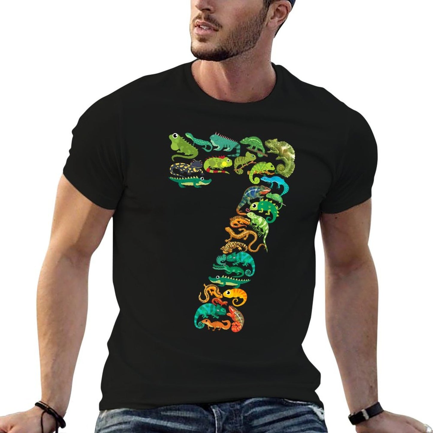 Kids 7th Birthday Reptiles Lizards Themed 7 Year Old Boys  Soft T-Shirt