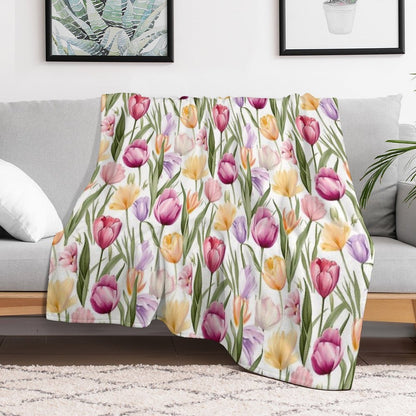 Colourful Tulips Sustainable Throw Blanket