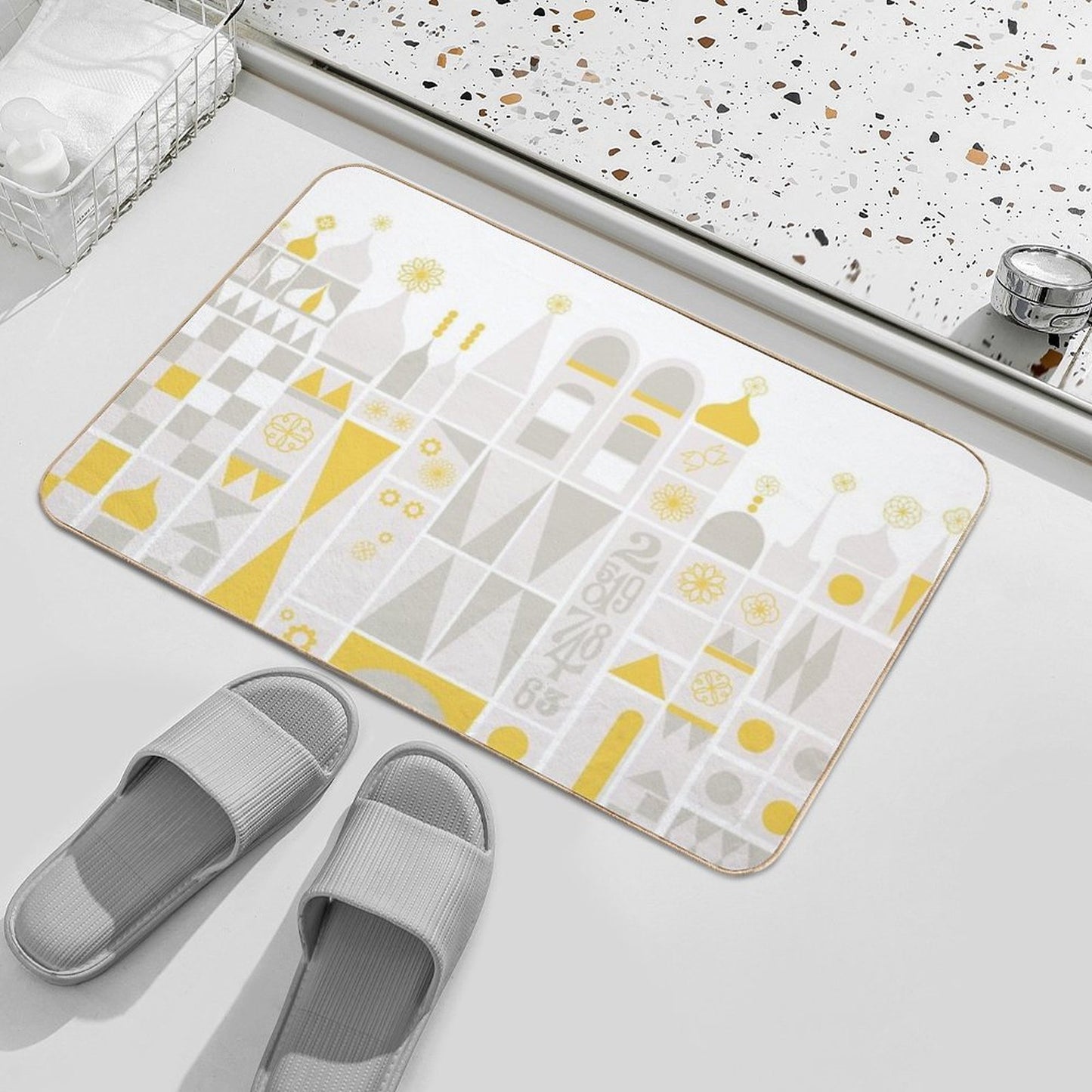 Small World Geometric  Versatile Bath Mat