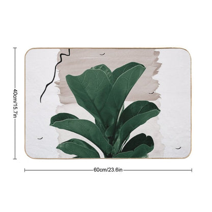 Fiddle Leaf Abstract - Naturelle #1 #minimal #wall #decor #art  Rapid-Drying Bath Mat