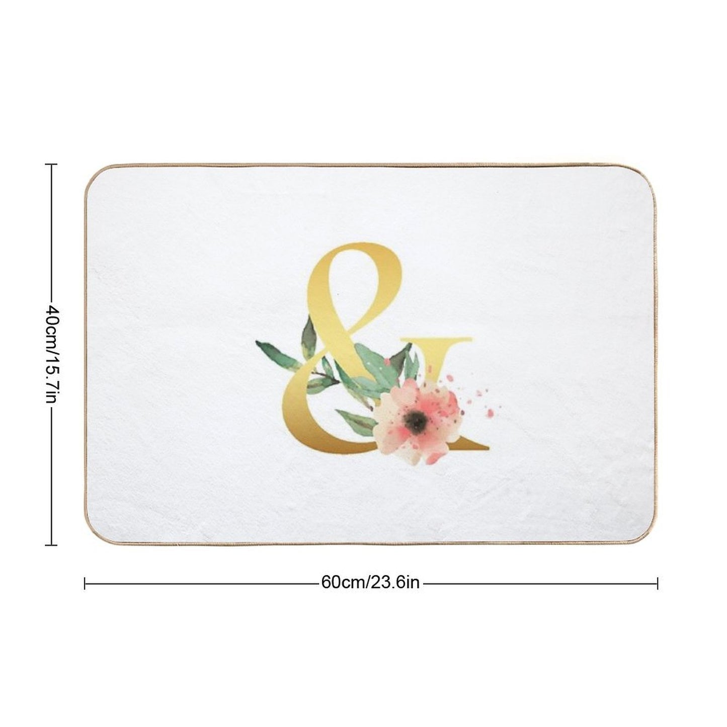 Floral Gold Monogram & Letter Art Ampersand  Long-Lasting Bath Mat