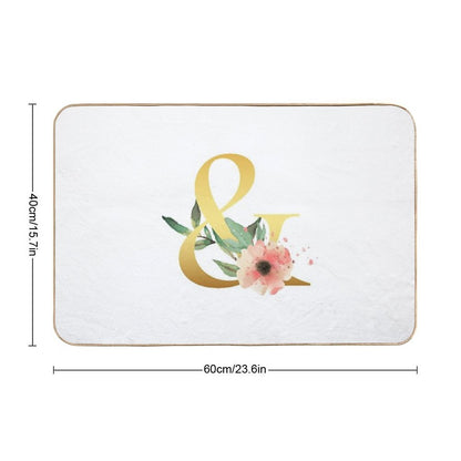 Floral Gold Monogram & Letter Art Ampersand  Long-Lasting Bath Mat
