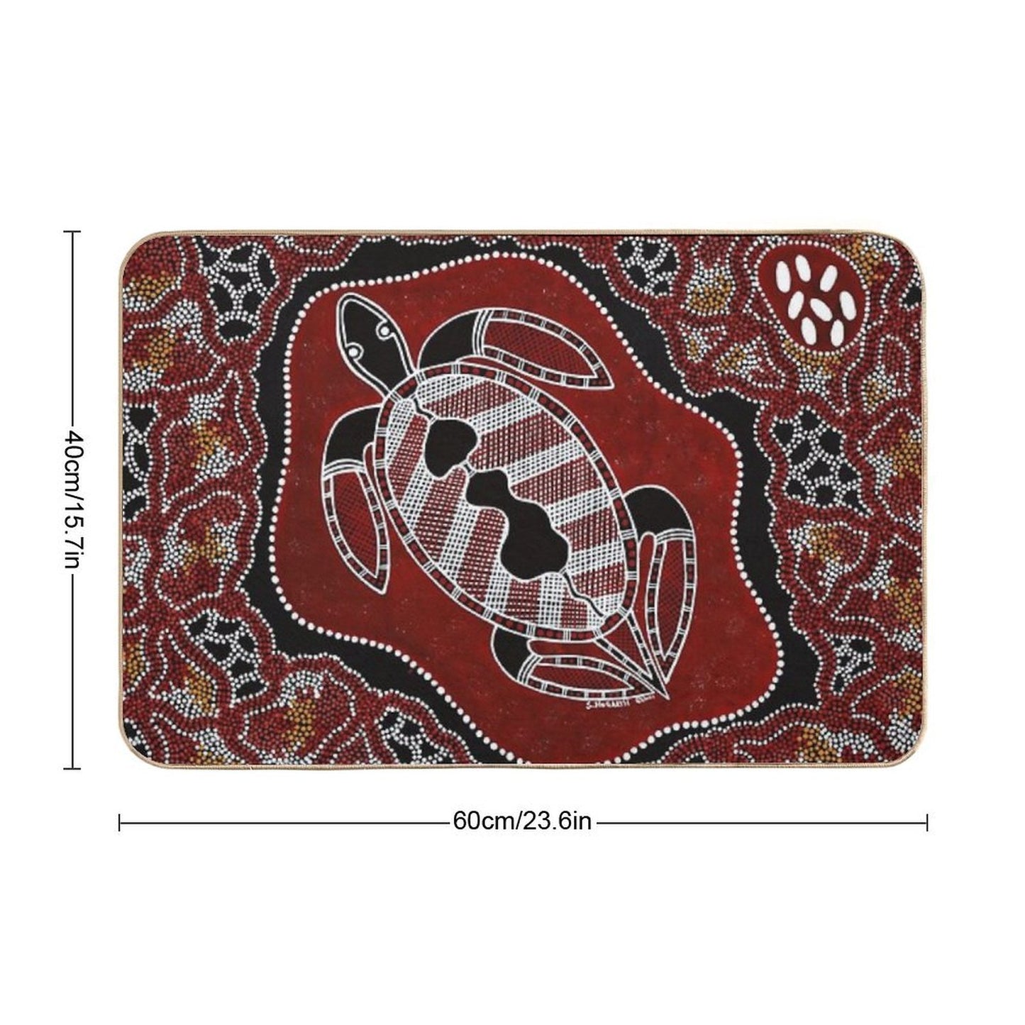Authentic Aboriginal Art -  Turtle Dreaming  Toxin-Free Bath Mat