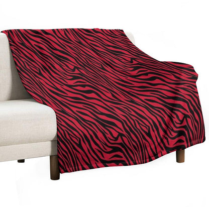 Red Zebra Print, Animal Print Compact Throw Blanket