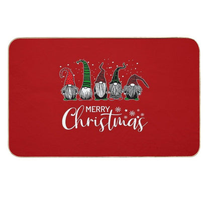 Cute Xmas Gnomes In Plaid Hats Merry Christmas Gift Fabulous Gnome Graphic  Dirt-Trapping Bath Mat
