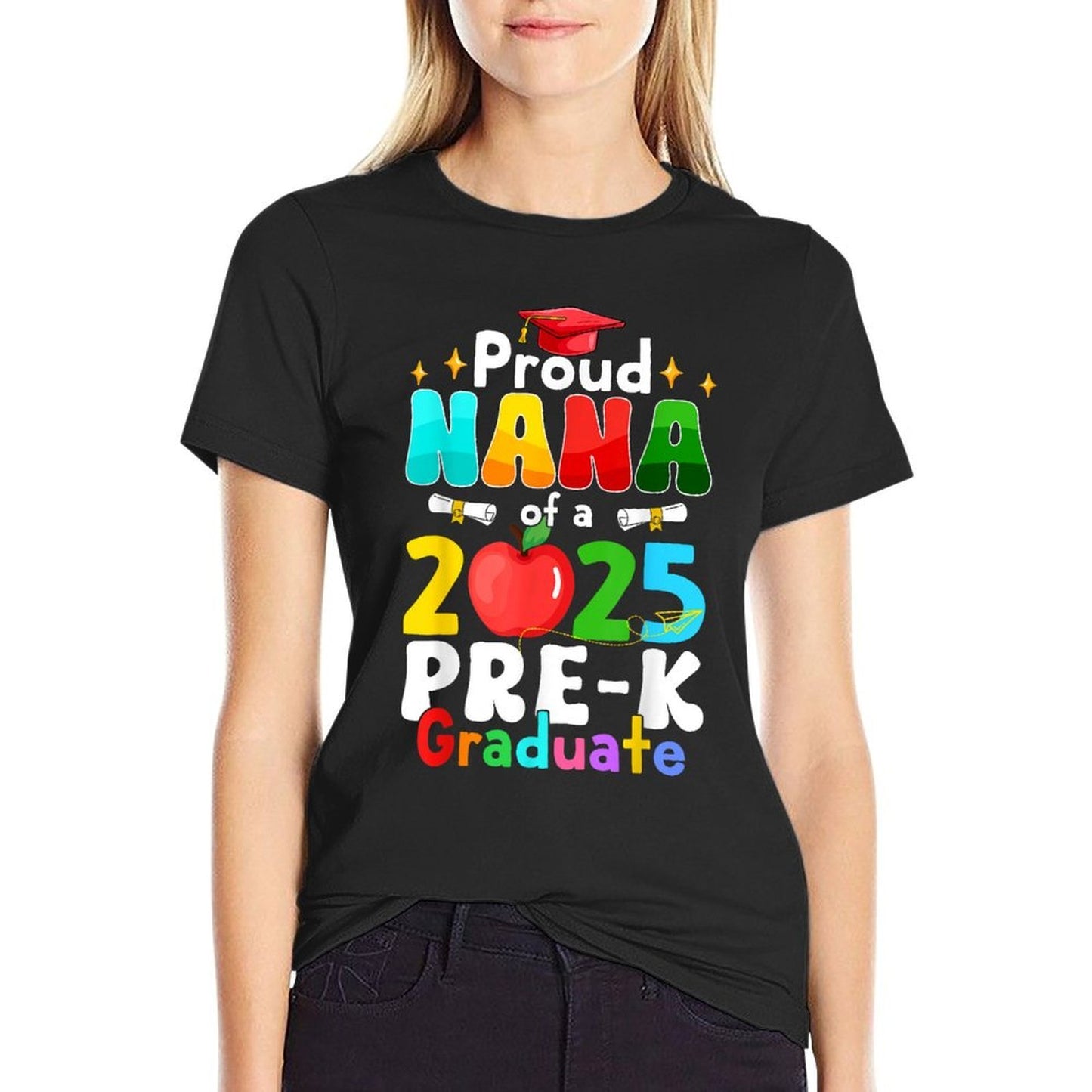 Proud Nana of A 2025 Pre-K Graduate Matching Family Grad  High-quality Stitching T-Shirt