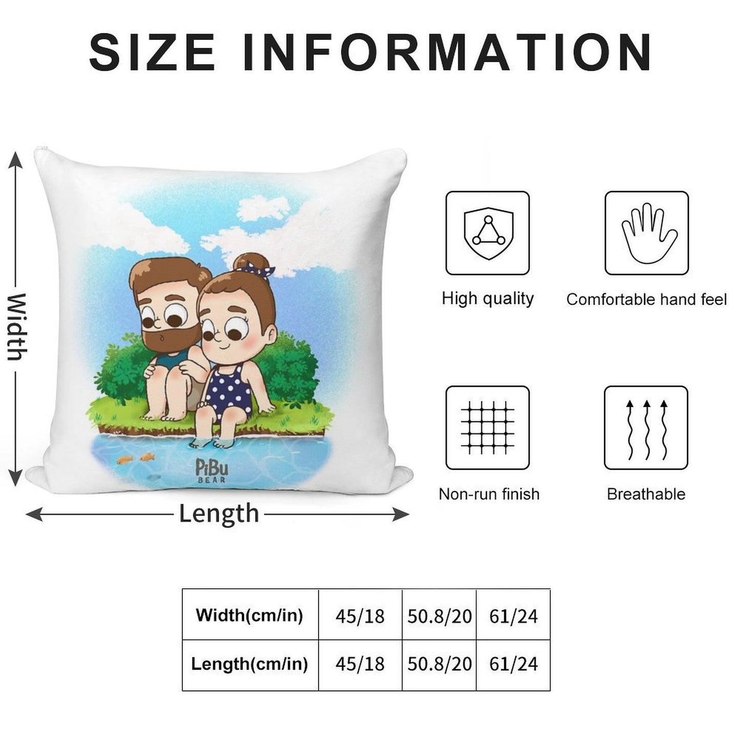 Summer Days - Pibubear Soft Ultra-Soft Texture Throw Pillow