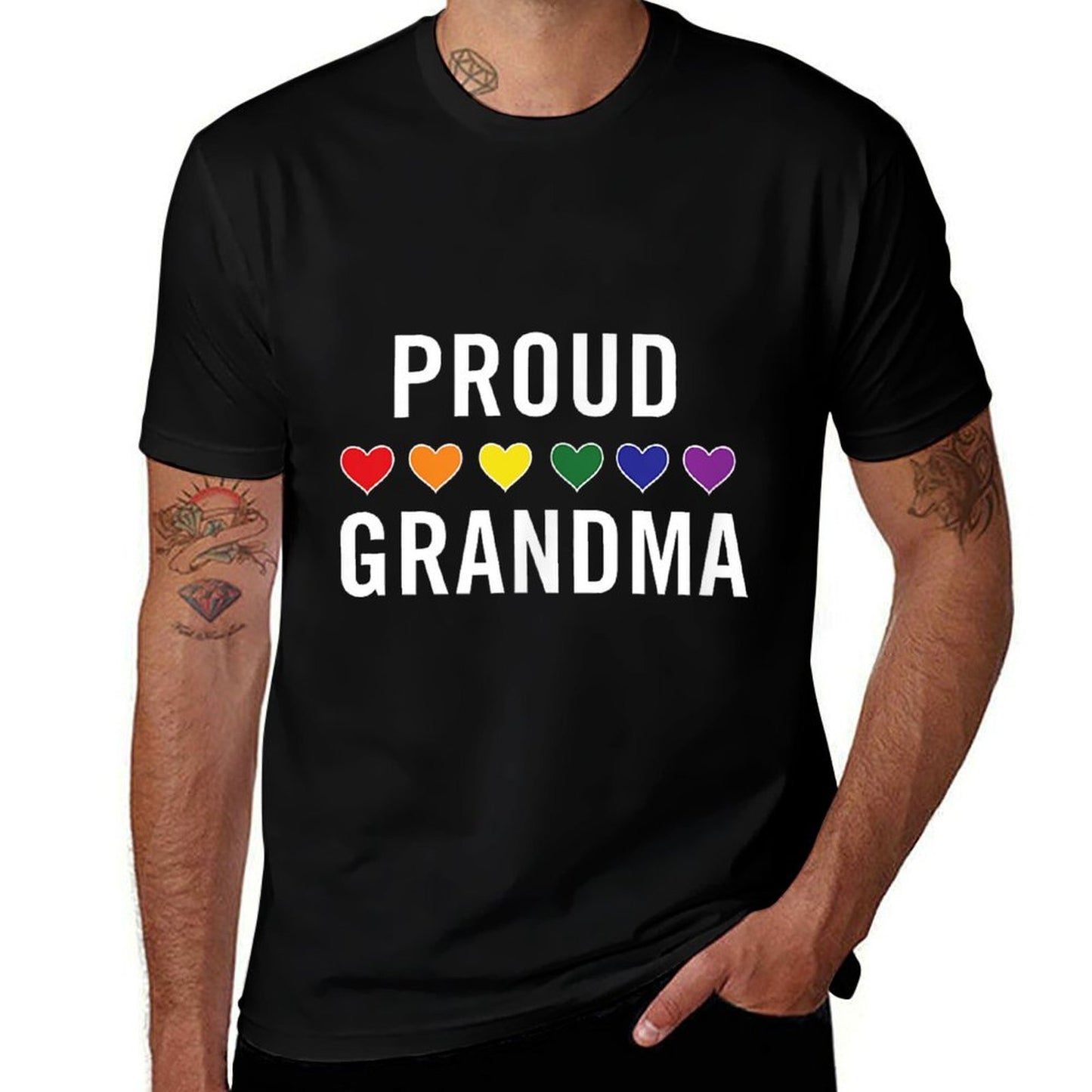 Proud Grandma LGBTQ Gay Pride Rainbow Grandparent  Affordable Price T-Shirt