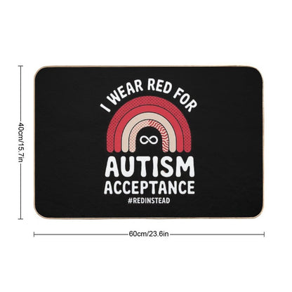 In April We Wear Red Autism Awareness Acceptance #REDinstead  Slip-Resistant Bath Mat