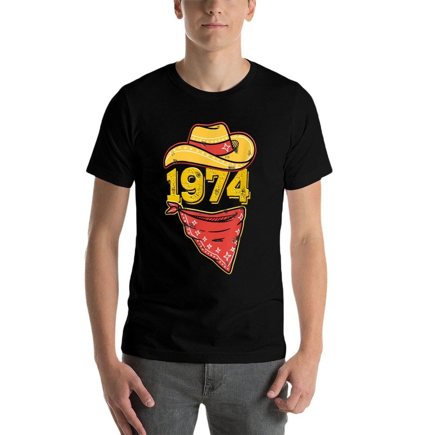 Funny 1974 Western Country Cowboy Hat Bandana 50th Birthday  High-quality Stitching T-Shirt