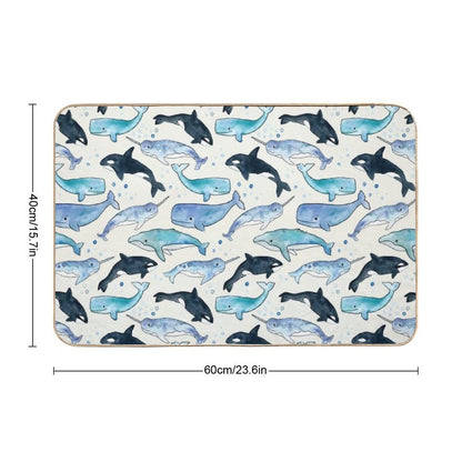 Whales, Orcas & Narwhals  Repositionable Bath Mat