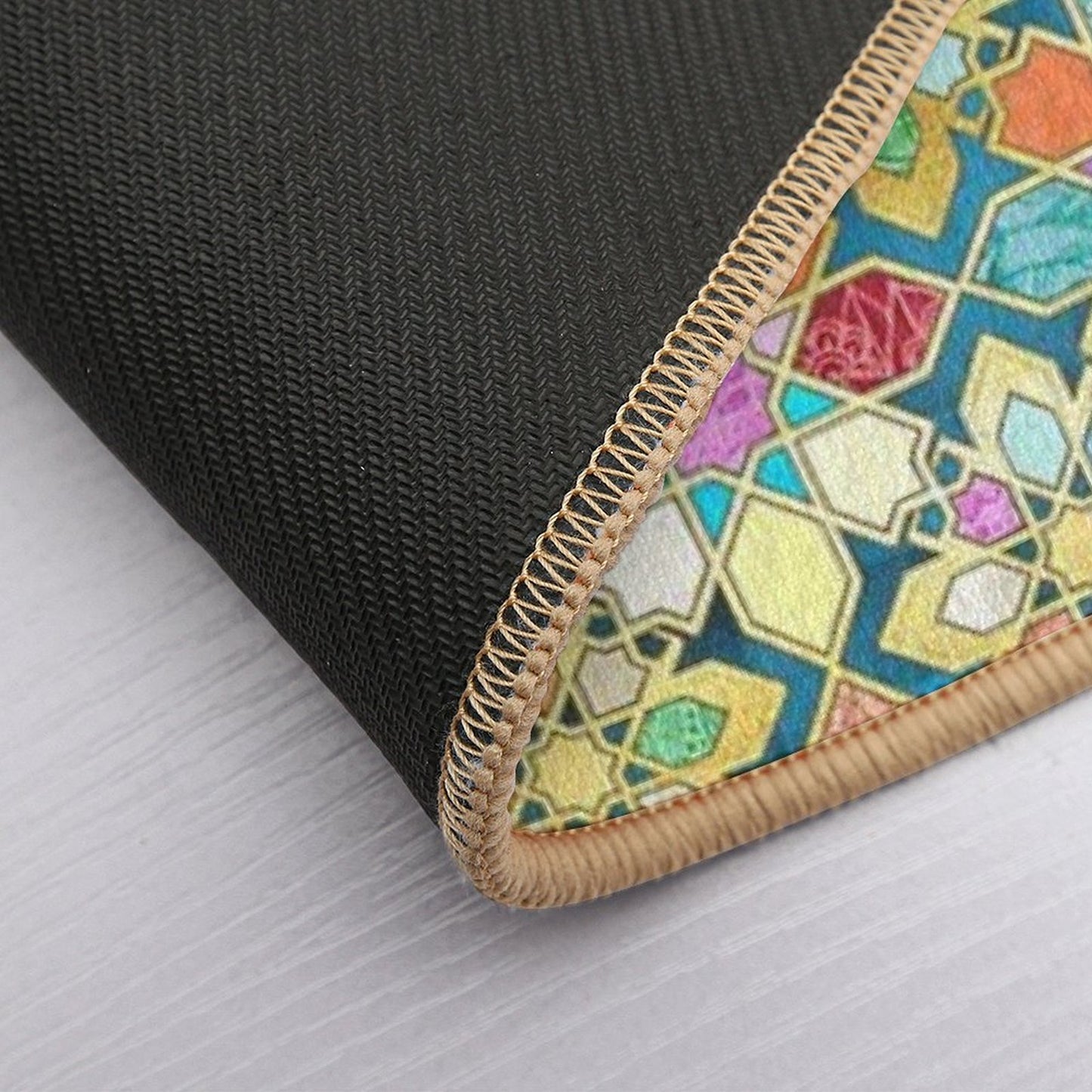 Gilded Moroccan Mosaic Tiles  Slip-Resistant Bath Mat