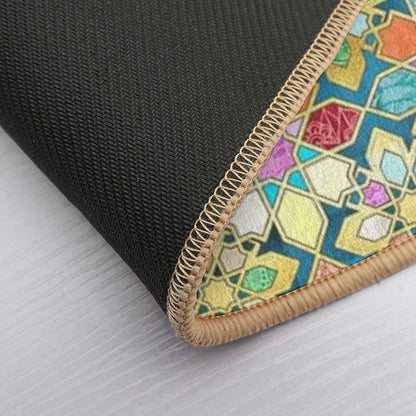 Gilded Moroccan Mosaic Tiles  Slip-Resistant Bath Mat