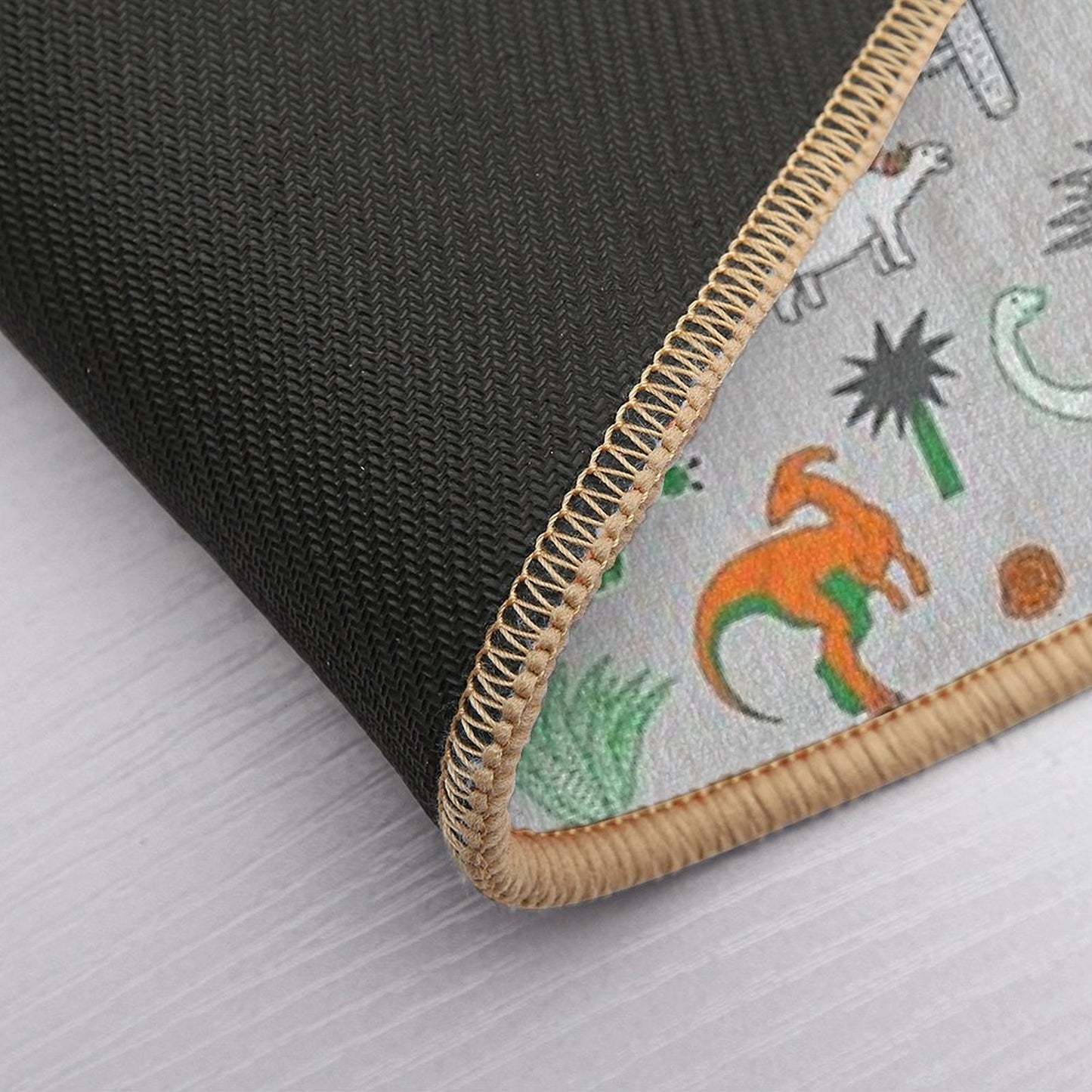 Dinosaur Desert - Green And Orange on Grey - Fun Pattern by Cecca Designs  Eco-Friendly Bath Mat