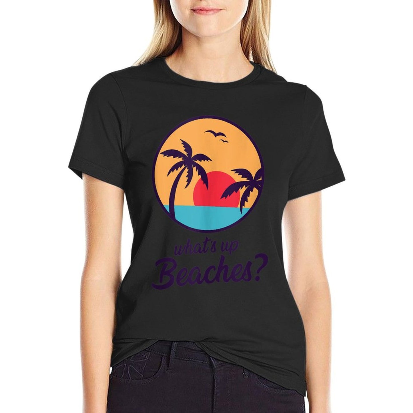 Whats Up Beaches Tank Funny Gift Beach Vacation  Heathered Texture T-Shirt