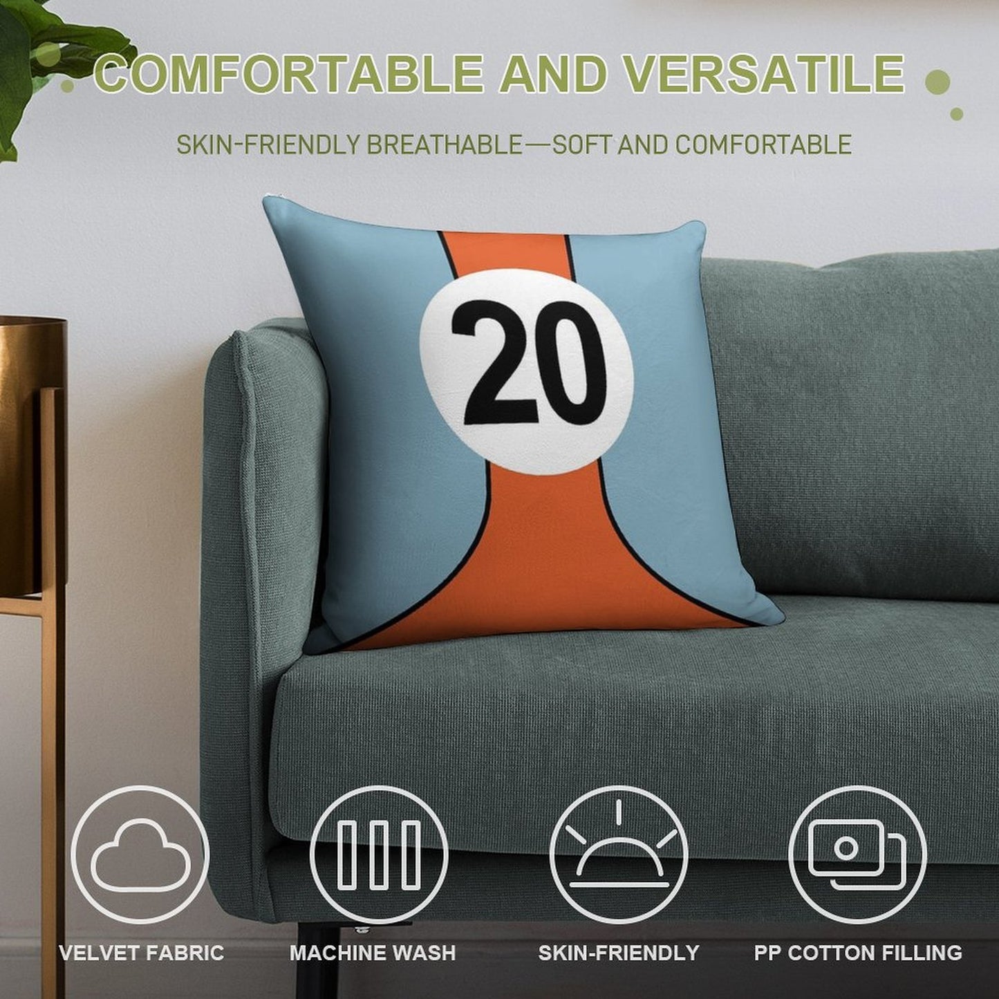 Racing Colours No20 Soft Decorative Cover Throw Pillow