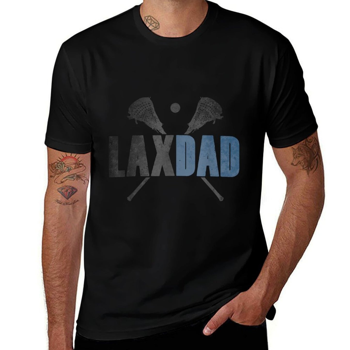 Lax Dad Lacrosse Player Father Coach Sticks Vintage Graphic  High-quality Stitching T-Shirt
