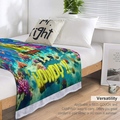 Ai SpongeBob Ocean Scene Sustainable Throw Blanket