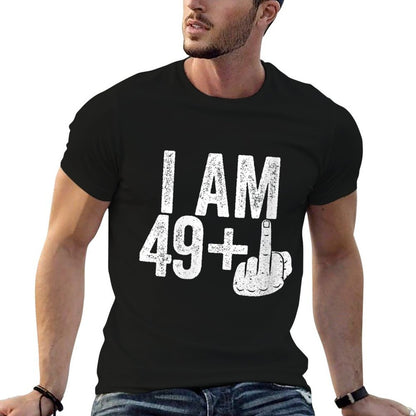 Womens I Am 49 Plus Middle Finger Men Women 50th Birthday  Summer-ready Fabric T-Shirt