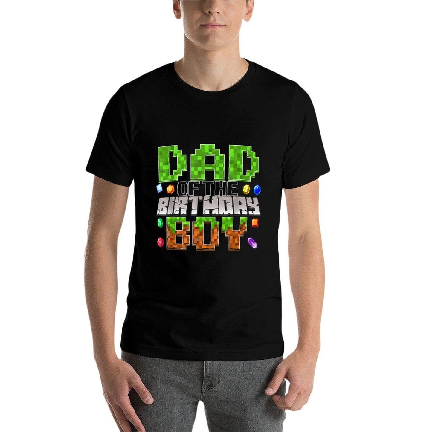 Dad Of The Birthday Boy Game Pixel Number Birthday Party  Relaxed-fit T-Shirt