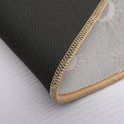 Pretty Sun And Moon Pattern Soft Aesthetic In Muted Colors Taupe  Repositionable Bath Mat