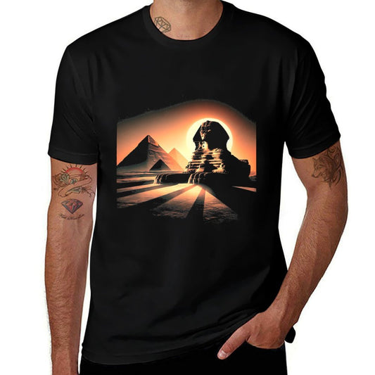 Sphinx at Sunset - Pyramids View Premium  Heathered Texture T-Shirt