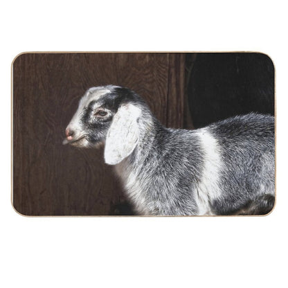 Cute Gray And White Baby Goat  High-Traffic Bath Mat