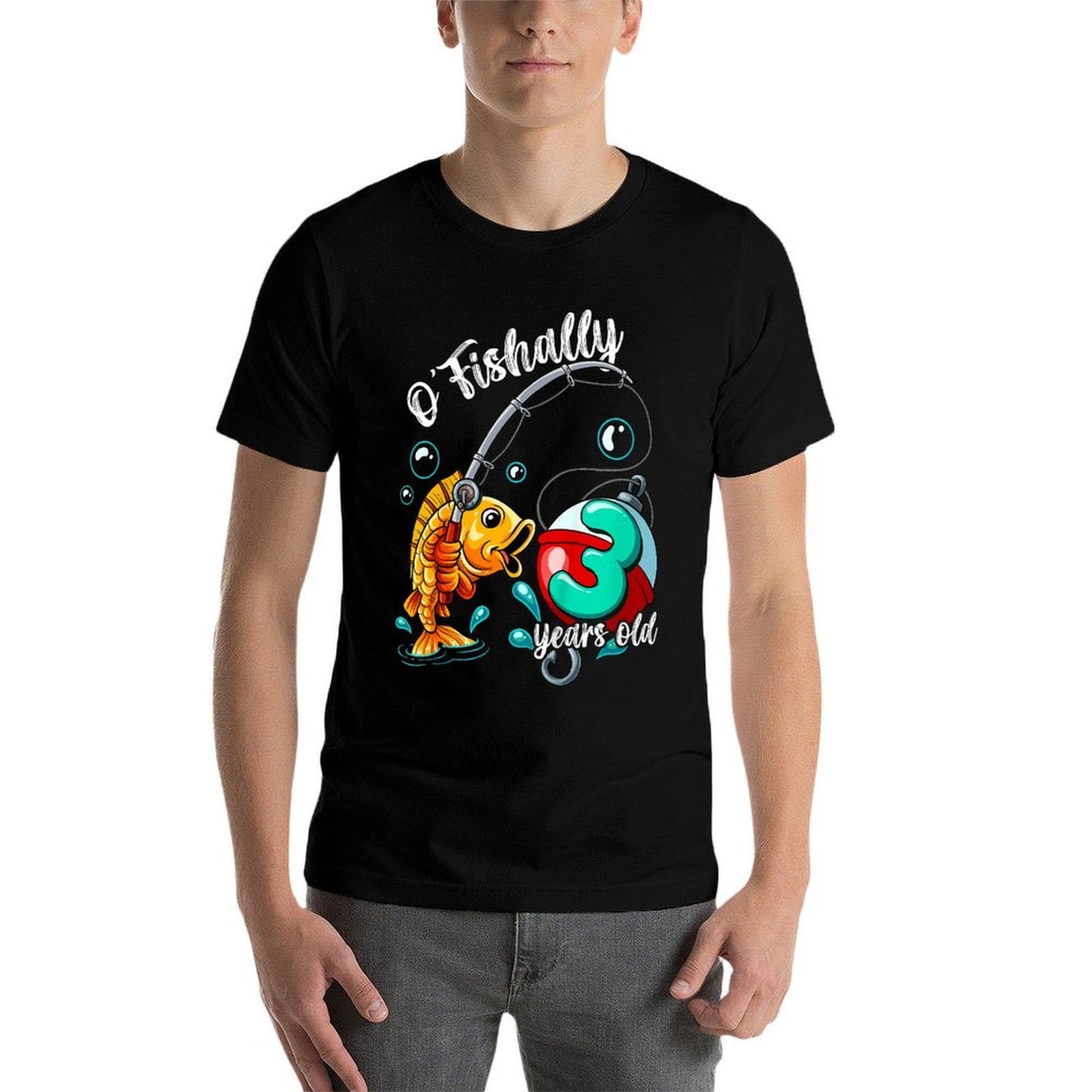Kids O'fishally 3 Years Old 3rd Birthday Fishing  Tagless Design T-Shirt