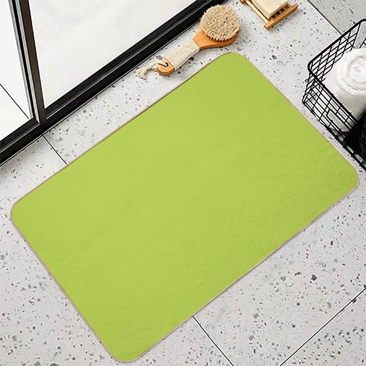 Bright Lime Green Pantone Color  Easy Maintenance Bath Mat