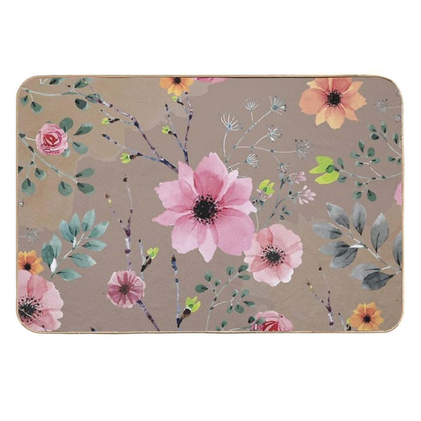 Watercolor Flowers XII (different Flowers)  Absorbent Bath Mat