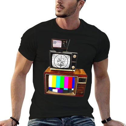 Vintage Television Tube TV Sign Off Screen Old School Retro  Graphic-printed T-Shirt
