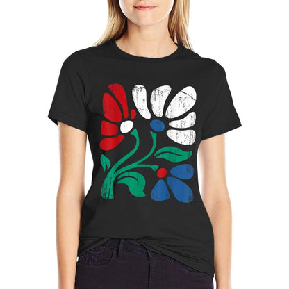 Retro Boho Daisy Flower American USA 4th of July Comfortable T-Shirt